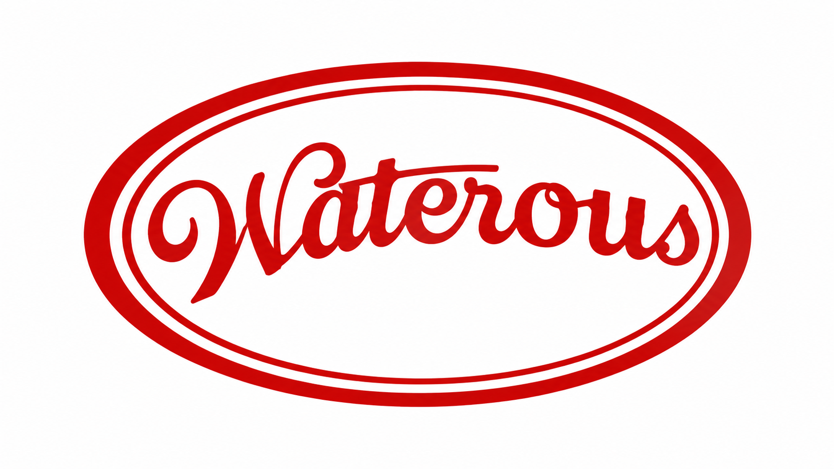 Red Waterous logo inside a red oval outline