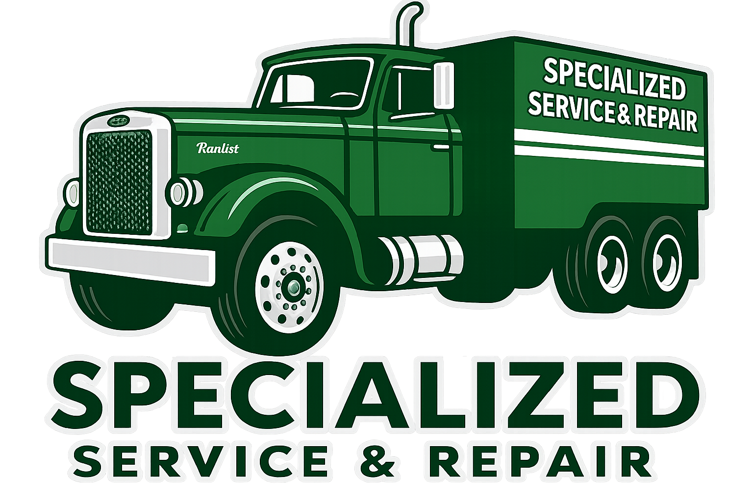 Green semi-truck logo with “SPECIALIZED SERVICE & REPAIR” text on the side and below