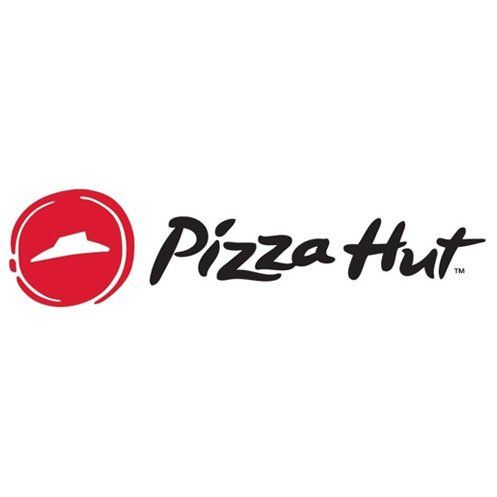 The pizza hut logo is on a white background.