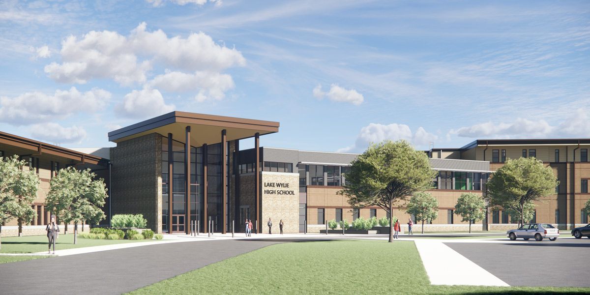 An artist 's impression of a large building with a car parked in front of it.