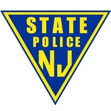 the logo for the state police of new jersey is a blue and yellow triangle .