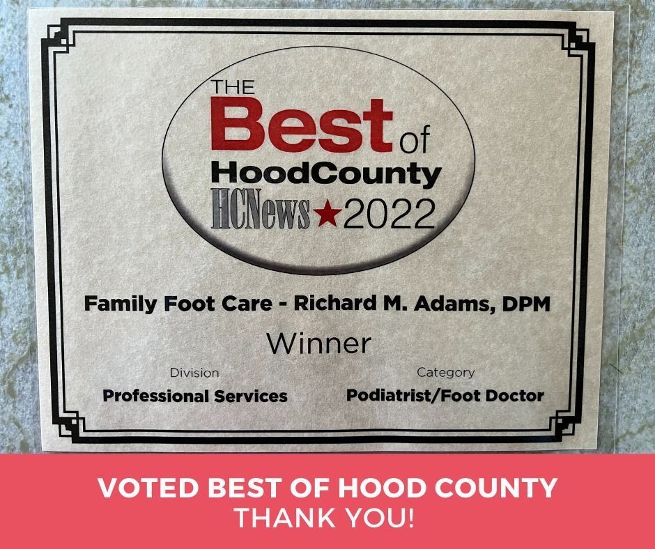 Award plaque: Family Foot Care, Richard M. Adams, DPM, voted 