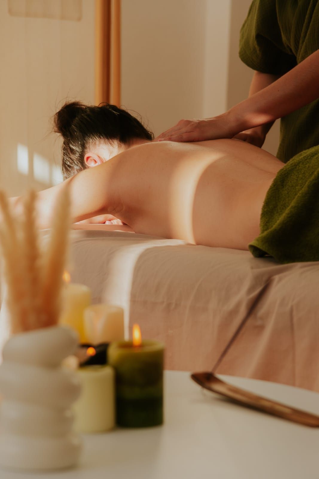 Guest receiving a relaxing massage during a yoga retreat in South Corfu