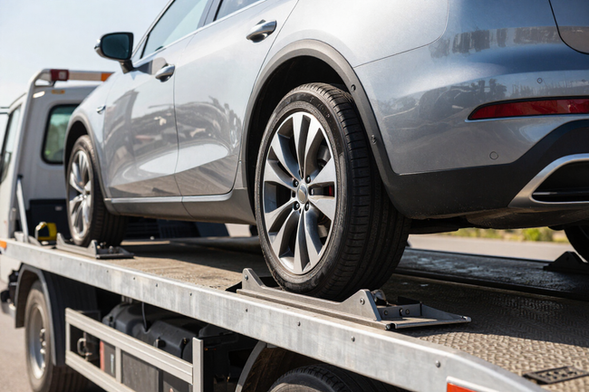 Caricamento controllato di un'automobile su carroattrezzi