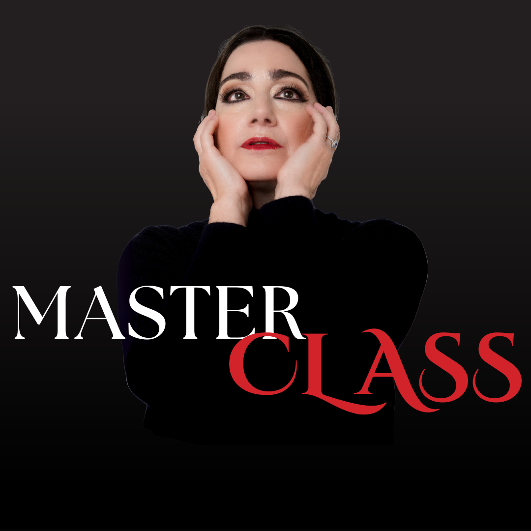 Woman with hands on face, in front of