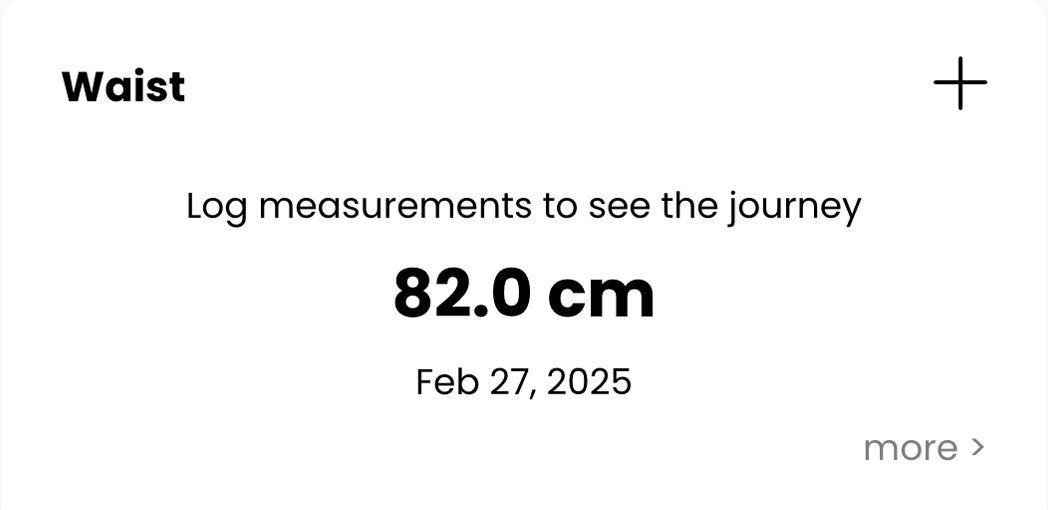 A screenshot of a waist log measurements to see the journey.