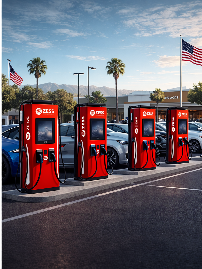 Schematic diagram of installing ZESS EV charger in the rest area of a gas station