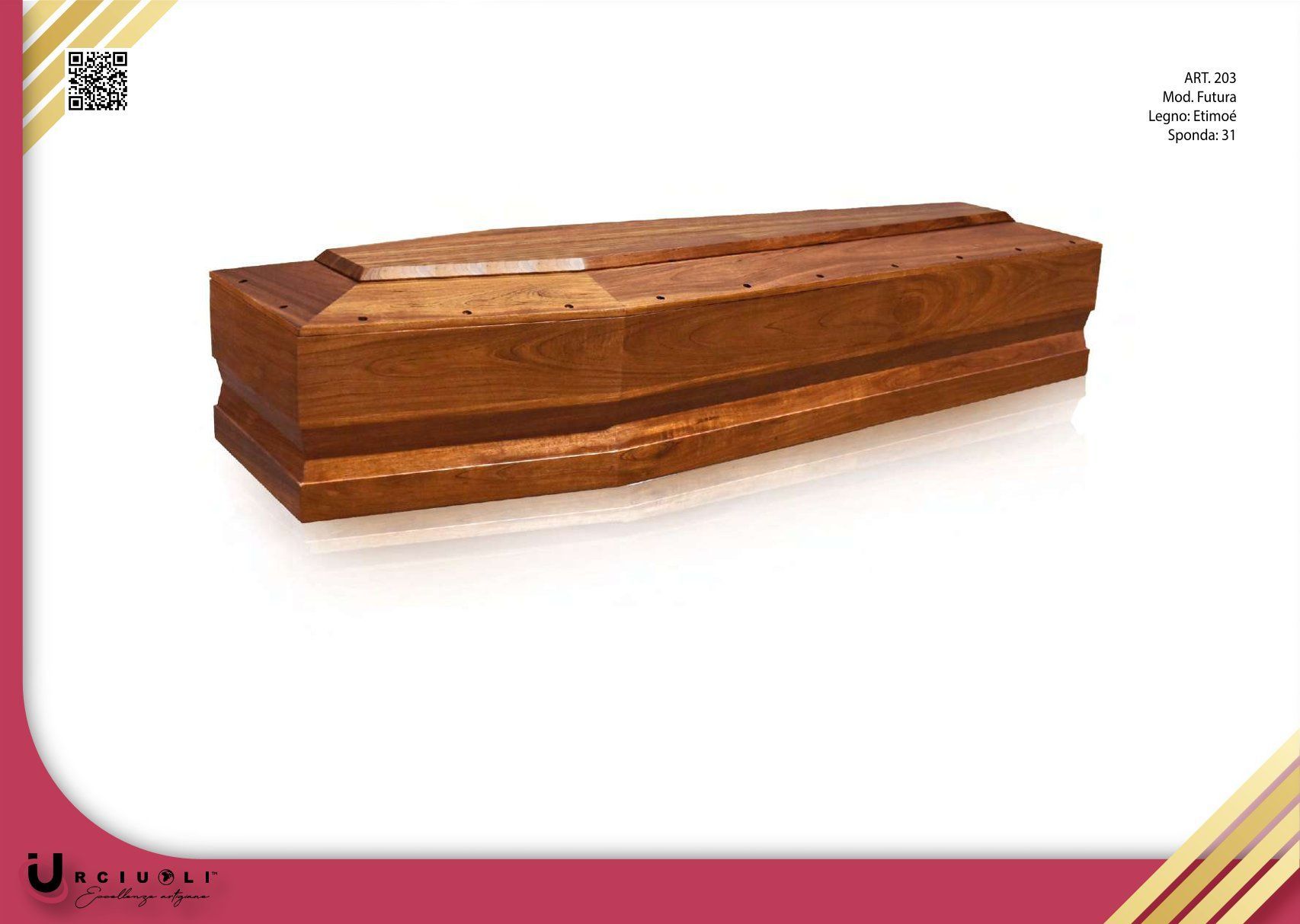 Bara in legno su sfondo bianco con bordo bordeaux e dettagli dorati.