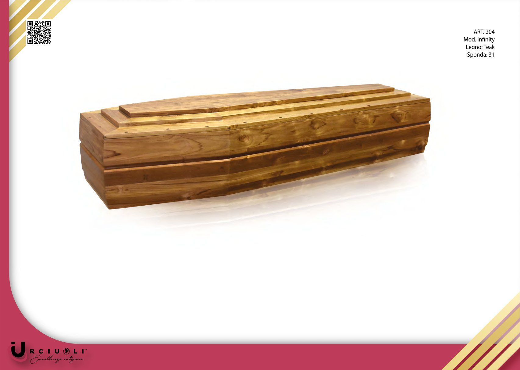 Bara in legno con finitura marrone lucida su sfondo bianco.