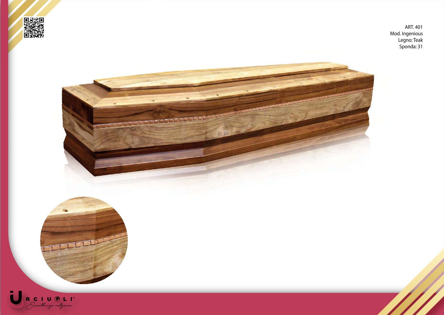Cofano funebre con un piccolo inserto rotondo.