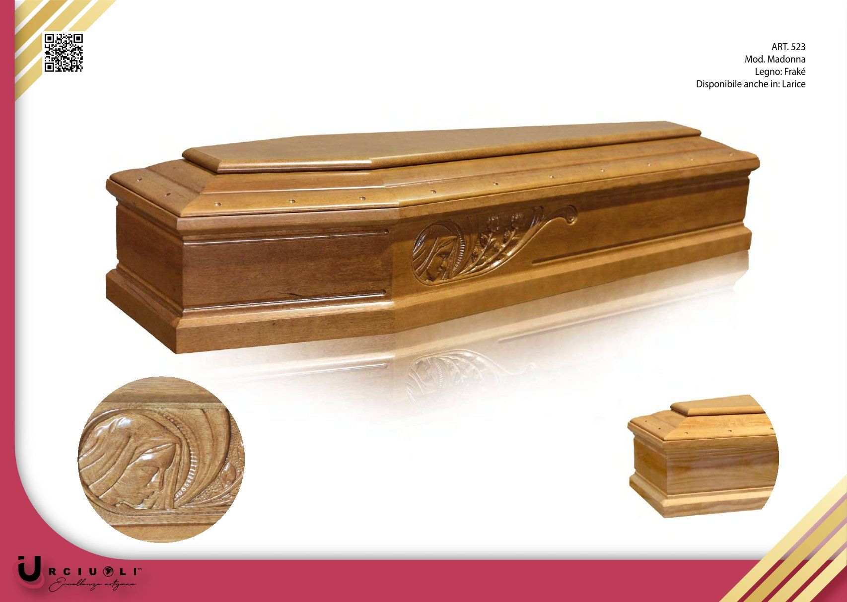 Bara in legno con intagli floreali su sfondo bianco