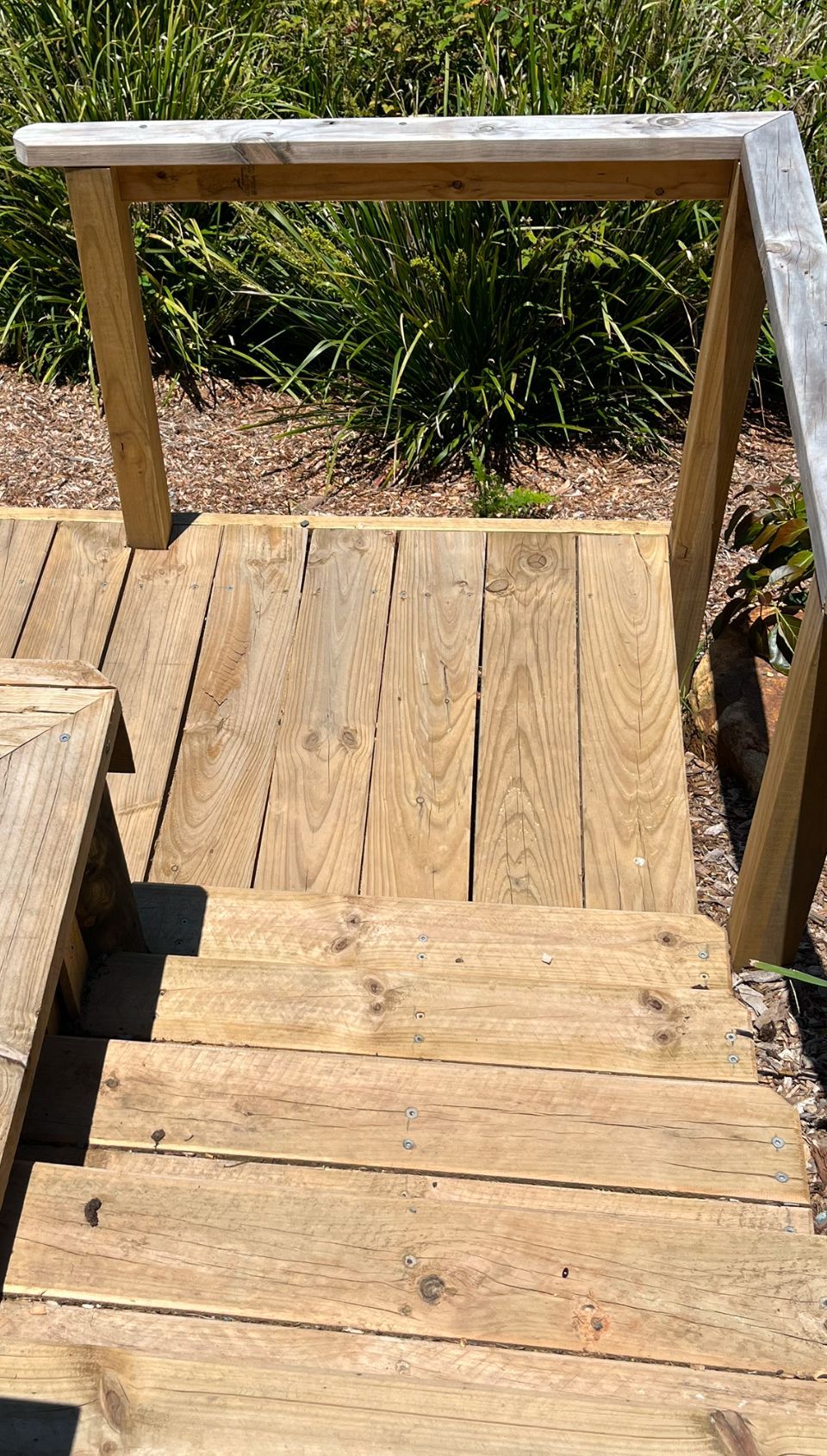 Steps and deck from sleepers — Gnomes Landscape & Garden Supplies In Taree South, NSW