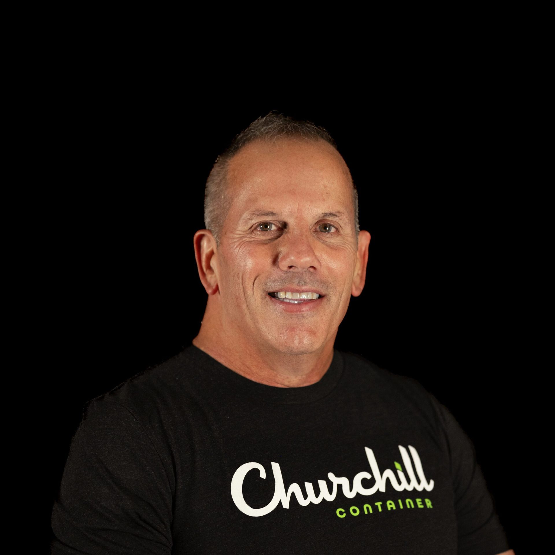 Man wearing a black t-shirt with 