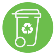 Green recycling bin icon.
