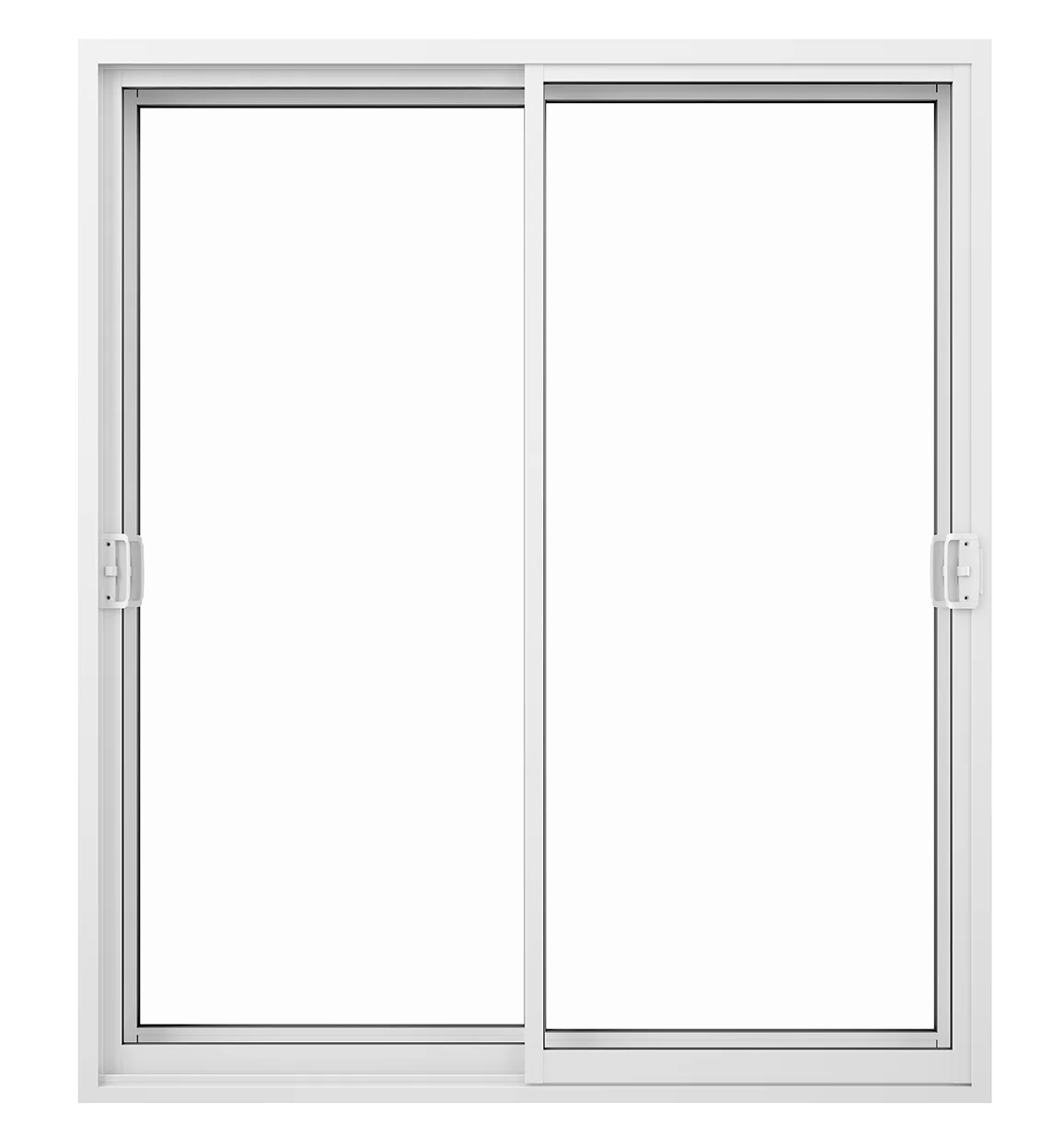 Fenêtre coulissante blanche à deux panneaux de verre et cadre en aluminium