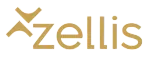 Zellis logo in gold lowercase text with a stylized gold emblem above the first letter