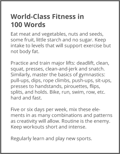 Une page qui dit fitness de classe mondiale en 100 mots