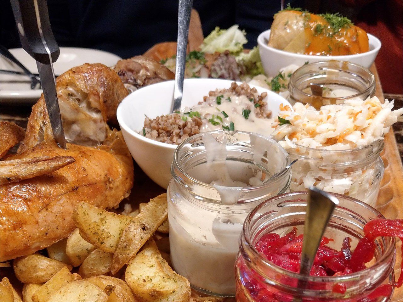 A selection of traditional Polish foods in Krakow, Poland