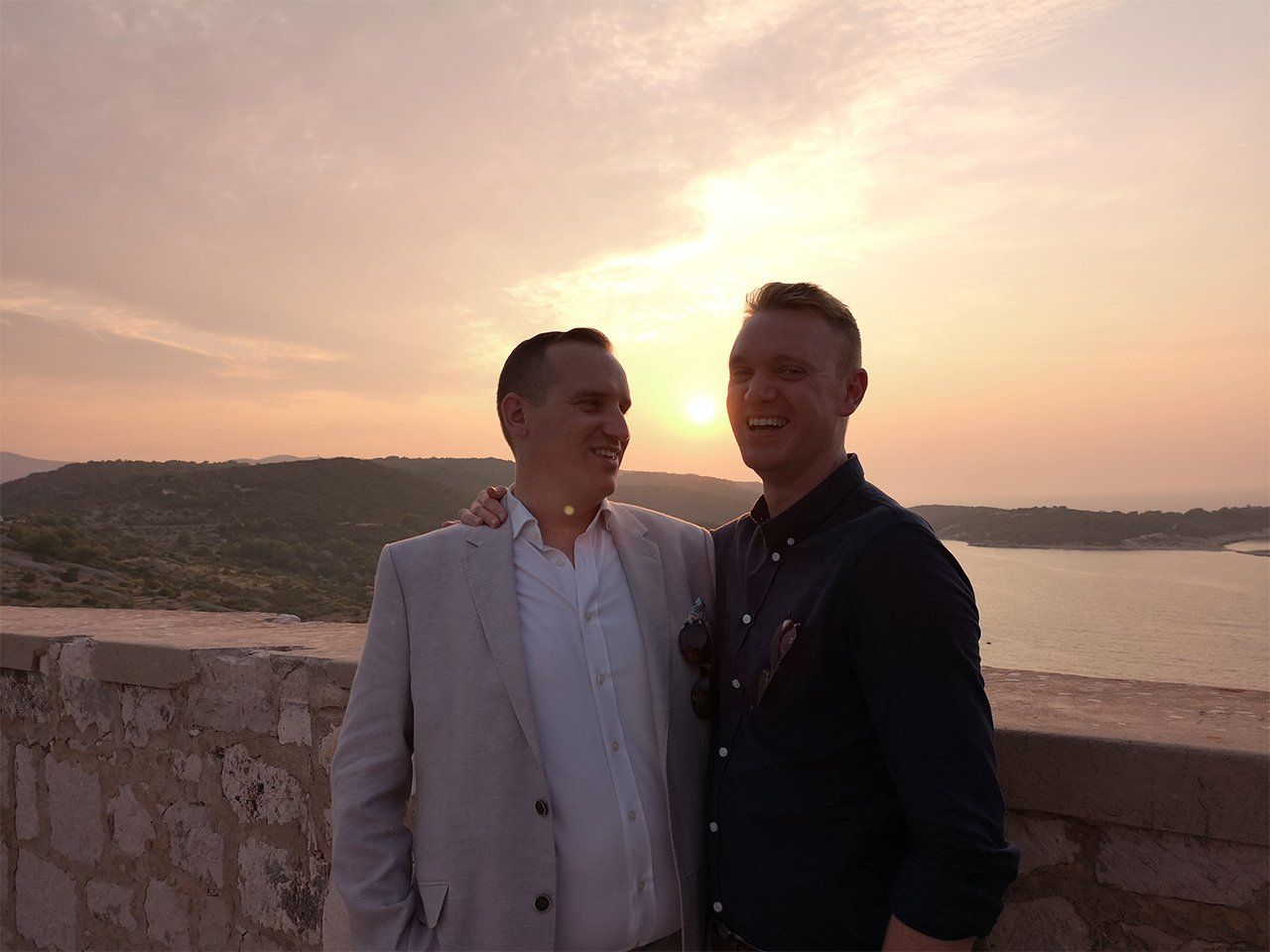 Tom & Tom enjoying the sunset in Vis, Croatia