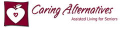 A logo for caring alternatives assisted living for seniors
