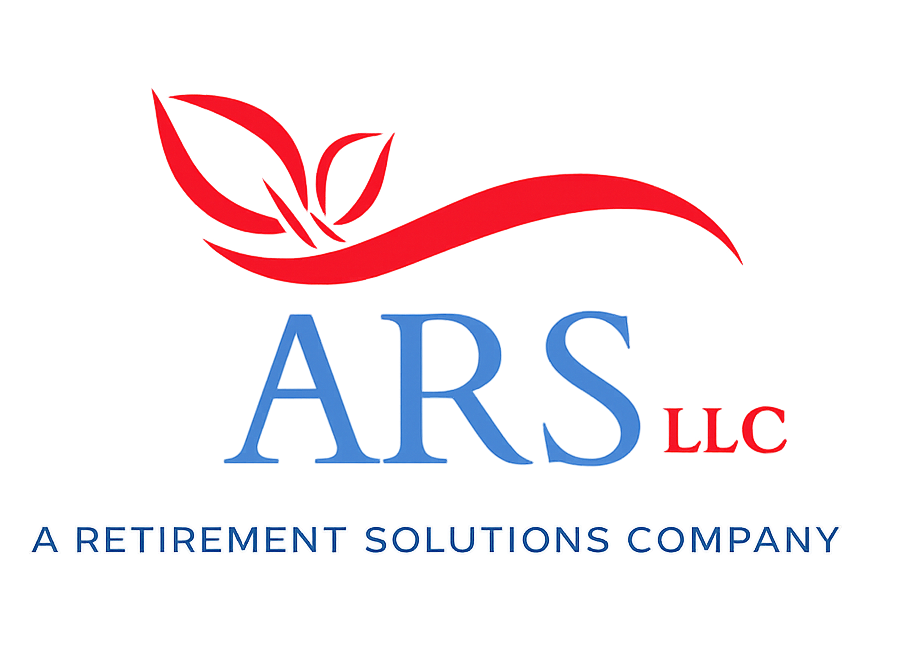 ARS LLC logo with red leaf and blue text, “A Retirement Solutions Company” tagline