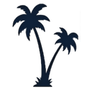 Two dark blue palm trees on a white background