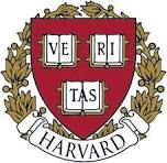 Het schild van Harvard University in rood en goud met 
