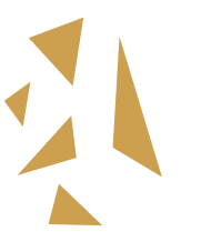 Five gold-colored triangles scattered against a white background.
