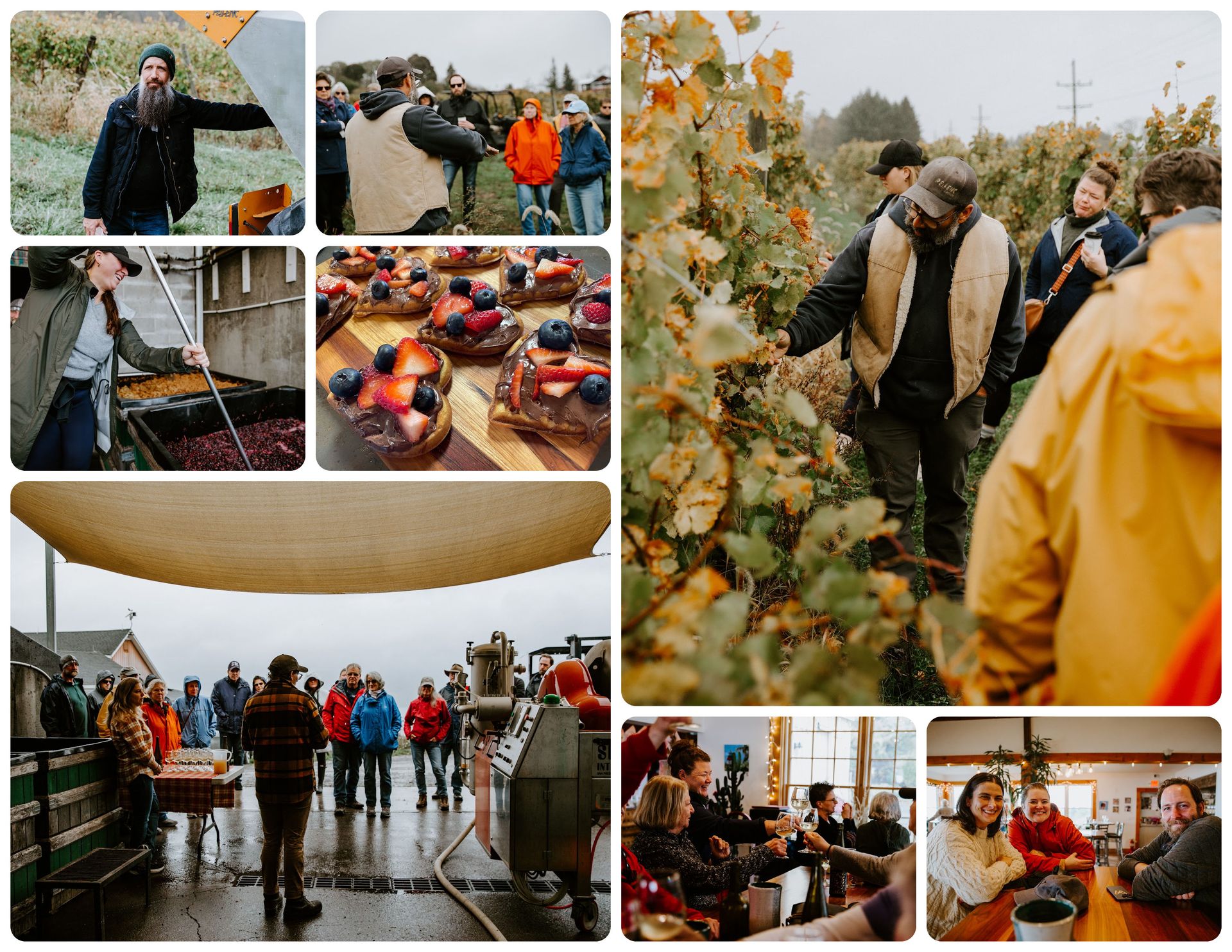 People gathered outdoors and under a tent at a fall festival, with pumpkins, foliage, and food stalls