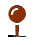 A brown ball on a stick on a white background.
