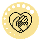 A hand is holding another hand inside of a heart.
