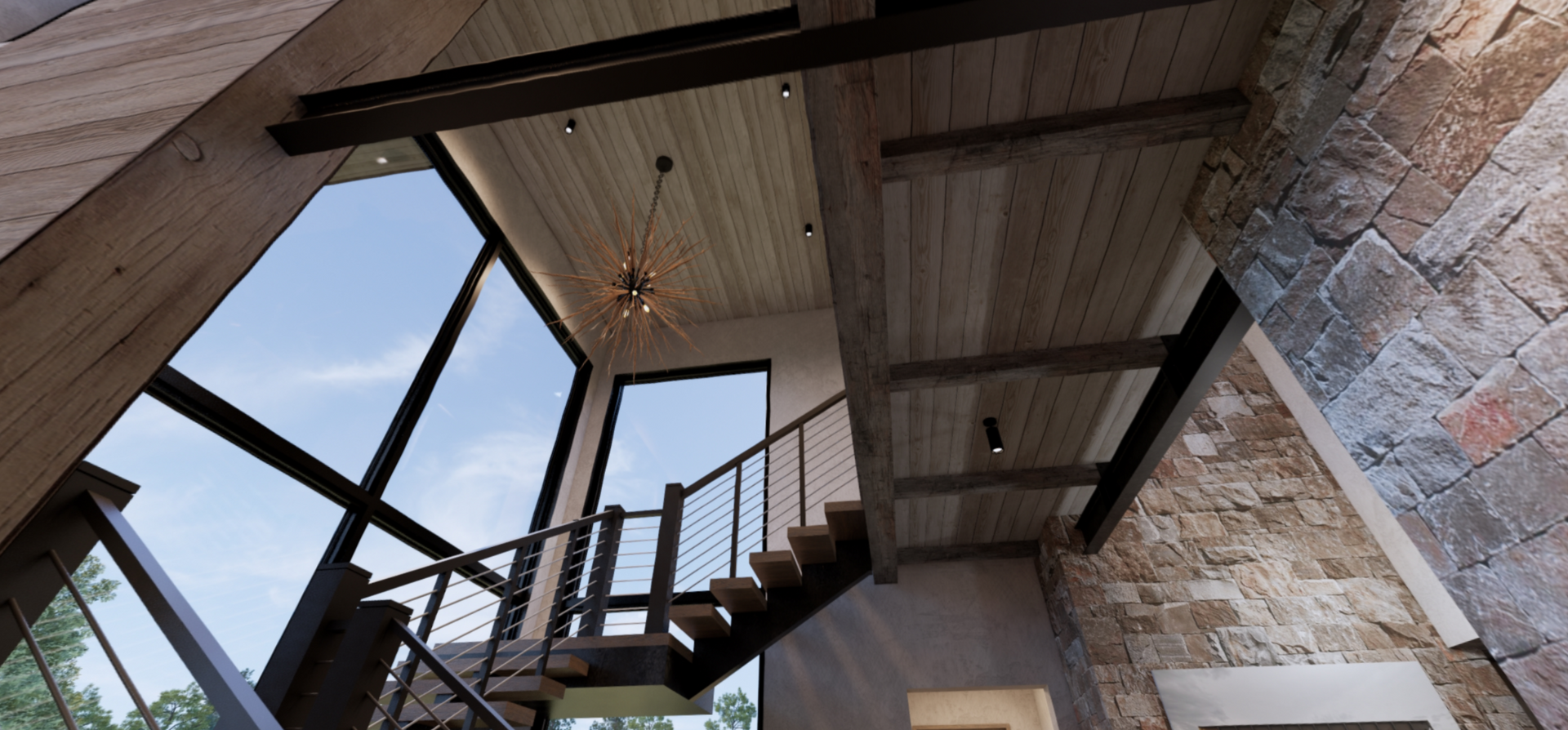 A staircase leading up to the second floor of a house.