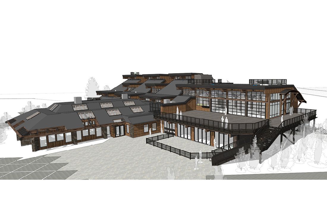 An artist 's impression of a large house on a hill.