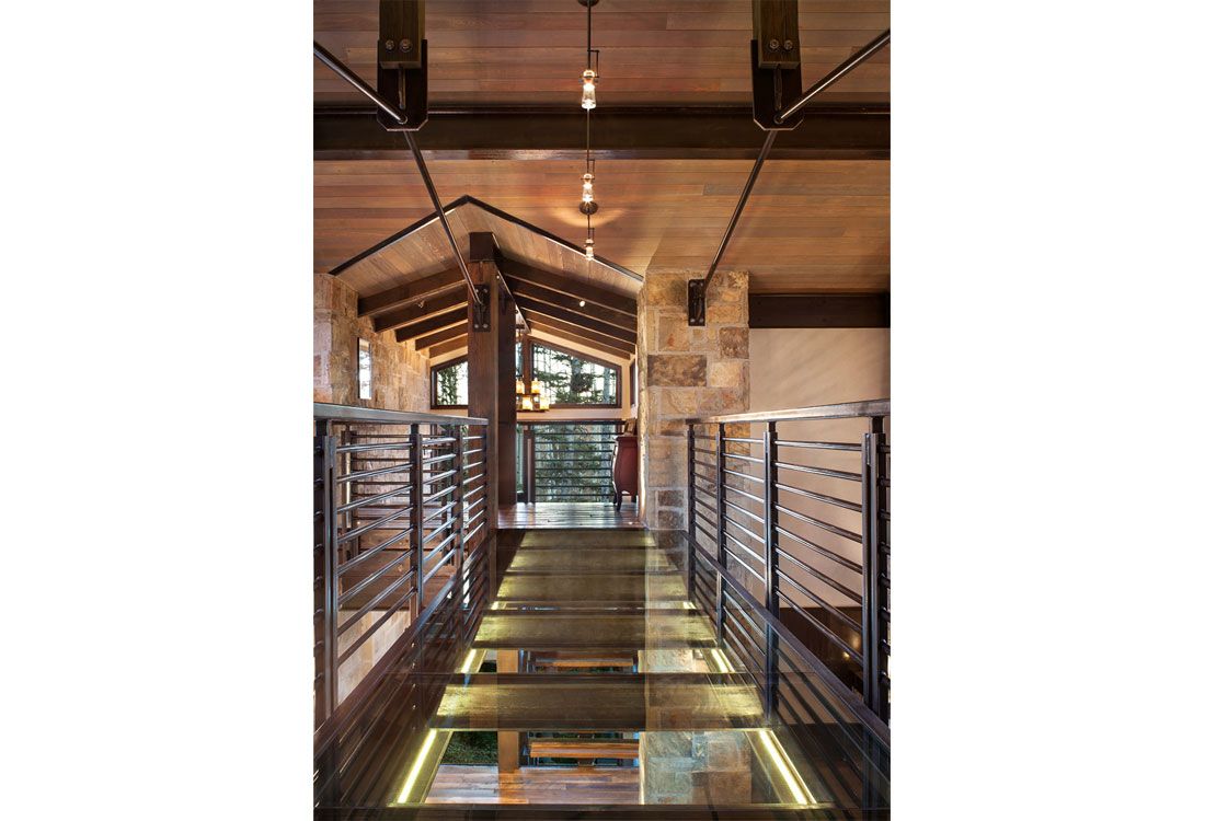 There is a glass floor in the middle of the room.