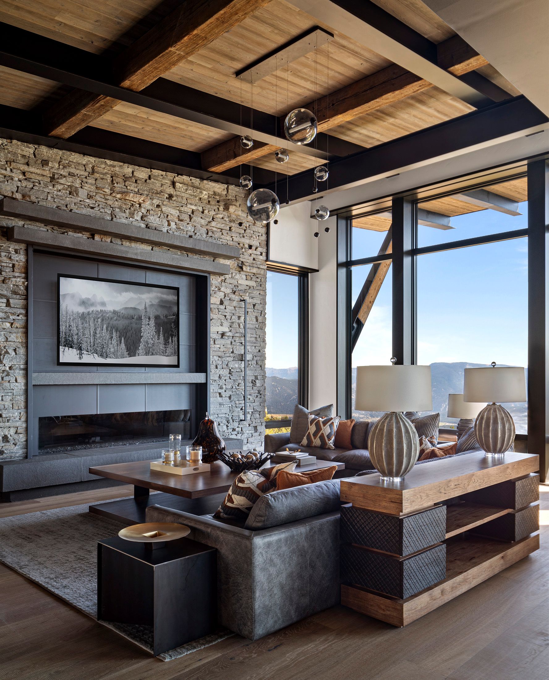 A living room with a fireplace and a flat screen tv