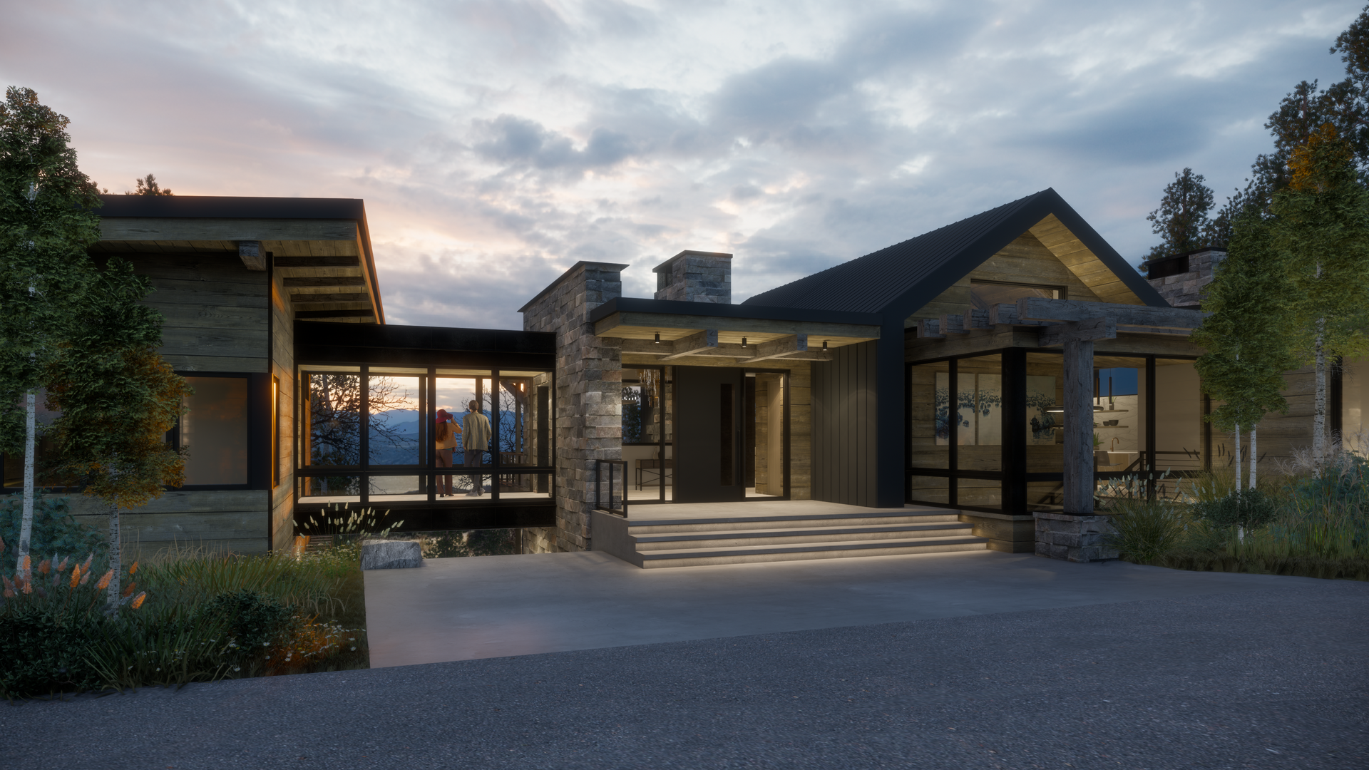 An artist 's impression of the front of a house