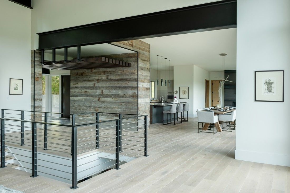 There is a staircase leading to the second floor of the house.