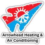Arrowhead Heating & Air Conditioning logo with red and blue arrowhead and sun-snowflake icon