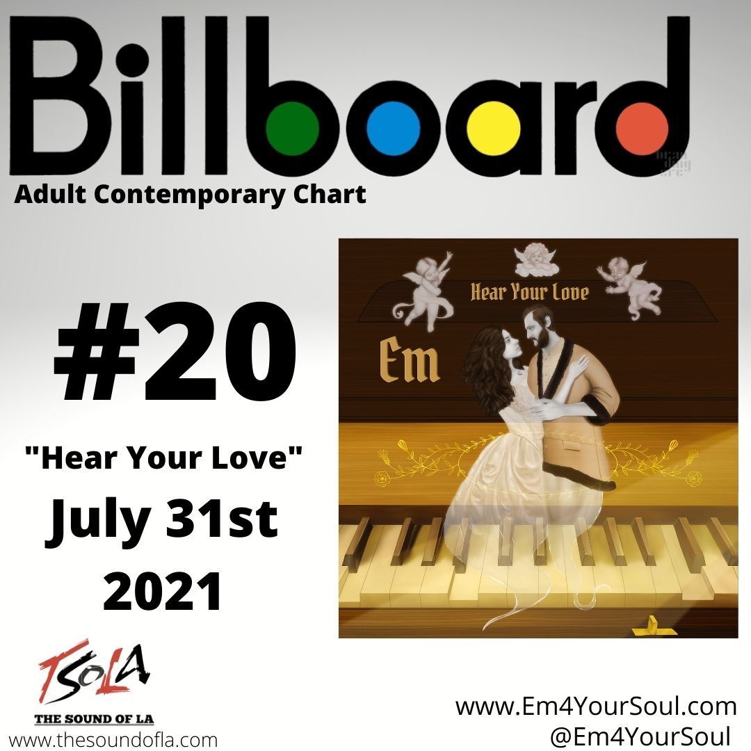Billboard Adult Contemporary chart #20 for “Hear Your Love,” July 31, 2021, with album art on the right