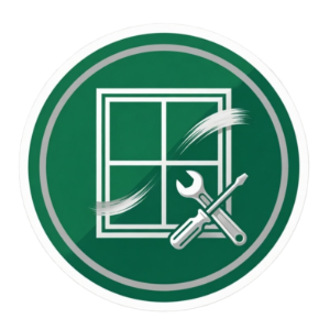 Green circular icon with a white window, brush strokes, and crossed wrench and screwdriver tools