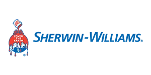 Sherwin-Williams logo with blue text and paint can icon on white background