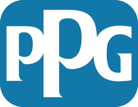 PPG logo in white on a blue rounded square background