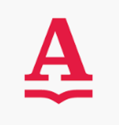 a red letter a with a book bookmark on a white background .