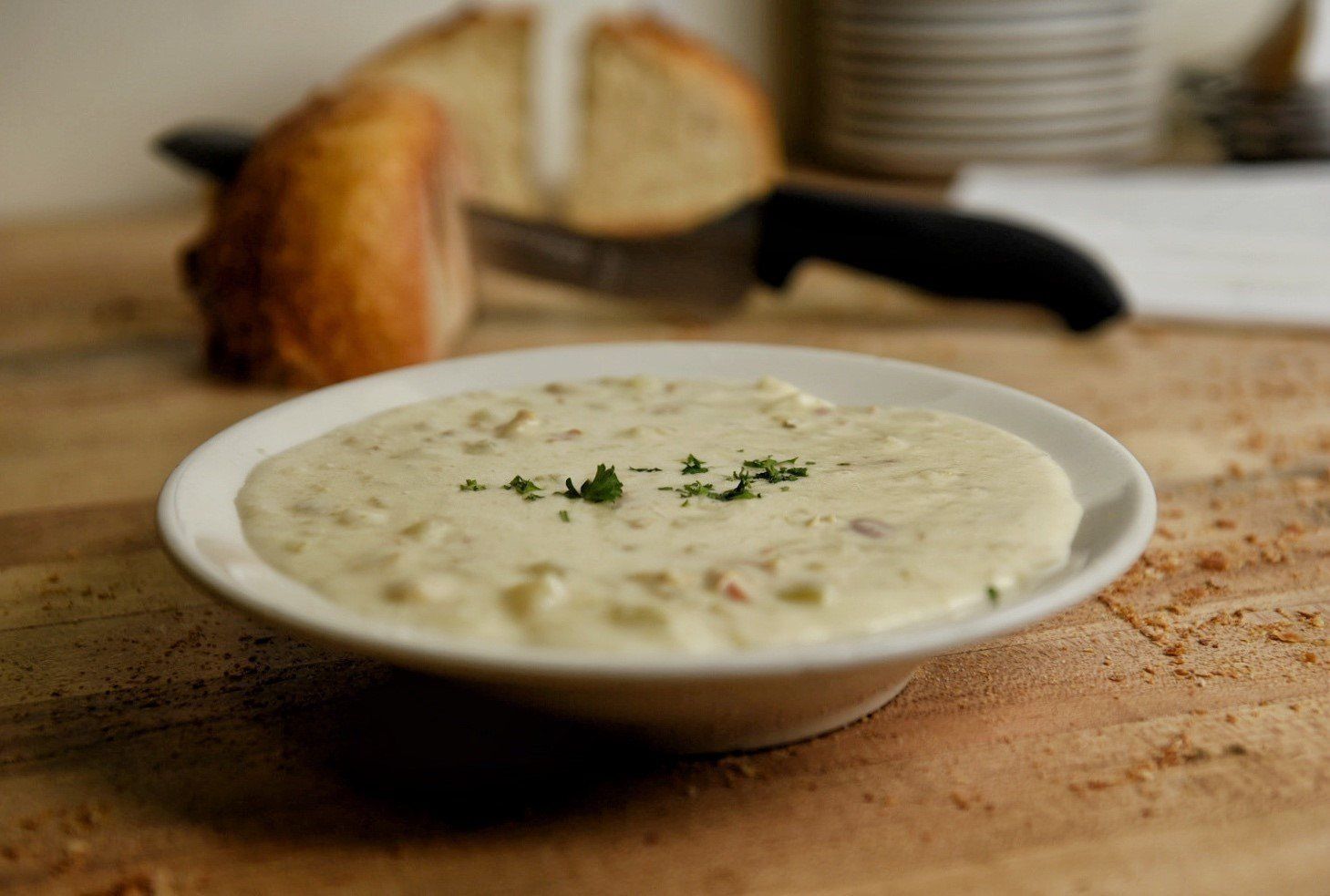 New England clam chowder at Brophy Bros Seafood Restaurant Santa Barbara