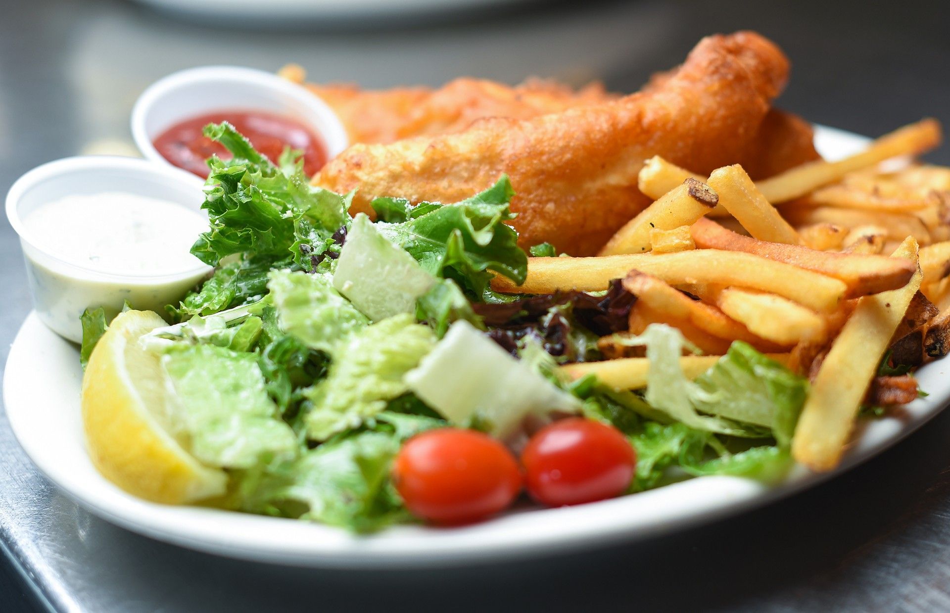 fish and chips at Brophy Bros seafood restaurant Santa Barbara Harbor