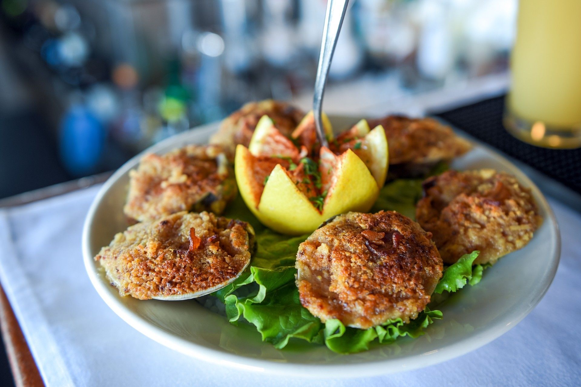 Garlic baked clams at Brophy Bros Seafood Restaurant Santa Barbara