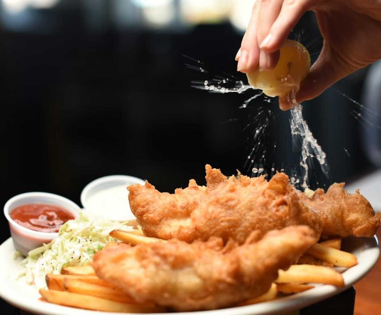 Fish and chips at Brophy Bros seafood restaurant Santa Barbara