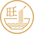 Gold circular logo with Chinese characters and a stylized boat on brown background