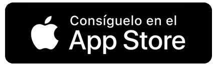 Insignia de la App Store de Apple con texto en español sobre fondo negro.