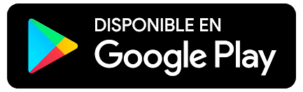 Insignia disponible en Google Play con icono de Play multicolor sobre fondo negro